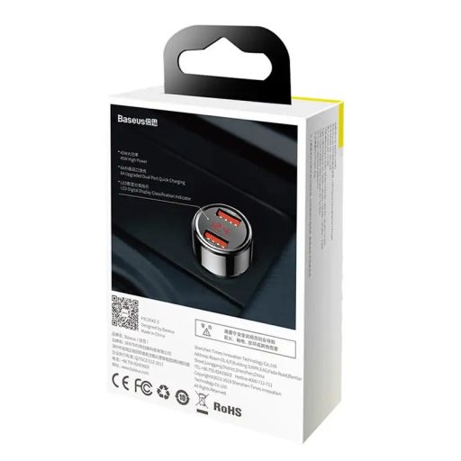 Baseus Magic 2x USB autós töltő, QC 3.0, 45W (fekete)