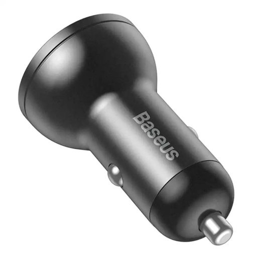 Baseus autós töltő kijelzővel, 2x USB, 4,8A, 24W (szürke)