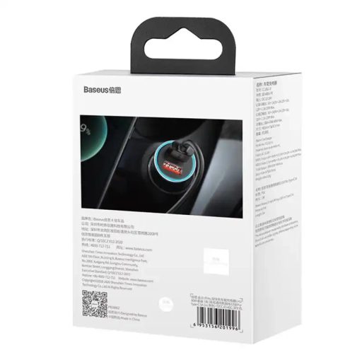 Baseus Golden Contactor Pro autós töltő, 2x USB, 40W (szürke) + USB-C kábel 1m (fekete)