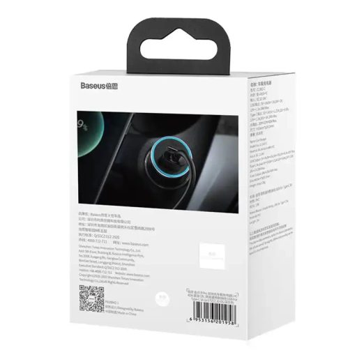 Baseus Golden Contactor Pro autós töltő, USB + USB-C, QC4.0 +, PD, SCP, 40 W (szürke) + USB-USB-C kábel, 1 m (fekete)