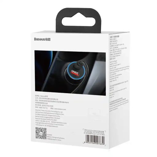 Baseus Golden Contactor Pro autós töltő, USB + USB-C, QC4.0+, PD, SCP, 40W (szürke) + USB-C és iP kábel 1m (fekete)