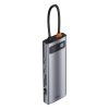 Baseus Metal Gleam Series 9 az 1-ben hub, USB-C - 3x USB 3.0 + HDMI + USB-C PD + Ethernet RJ45 + microSD / SD + VGA