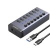 UGREEN 7 az 1-ben USB-C, 7x USB-A 3.0, 12V, 2A  (fekete)