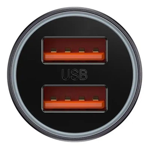 Baseus Golden Contactor Max autós töltő, 2x USB, 60W (szürke)