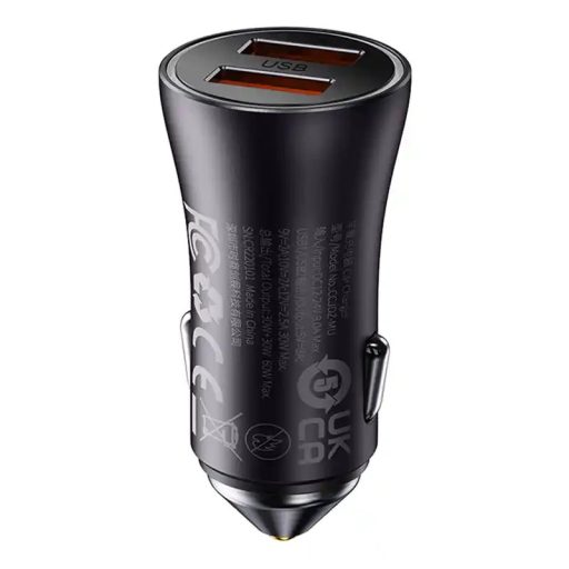 Baseus Golden Contactor Max autós töltő, 2x USB, 60W (szürke)