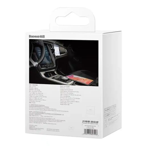 Baseus Enjoyment autós töltő USB-C + Lightning kábellel, 3A, 30W (fekete)