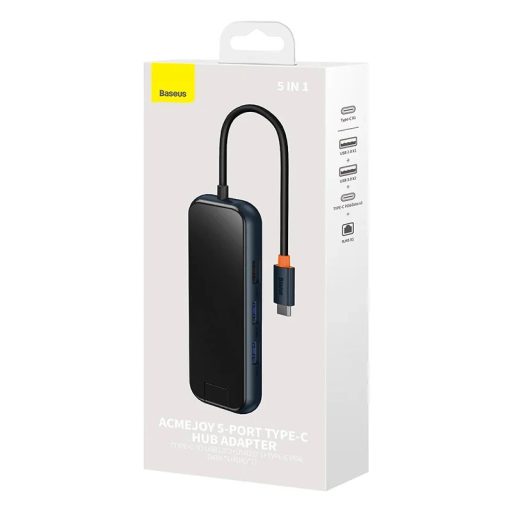 Baseus AcmeJoy 5 az 1-ben hub, USB-C - 2xUSB 3.0, USB 2.0, USB-C PD, RJ45 (sötétszürke)