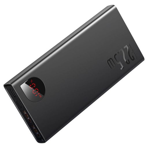 Baseus Adaman fém Powerbank, 10000mAh, 2xUSB, USB-C, Lightning, MicroUSB 22.5W (czarny)