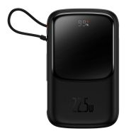   Baseus Qpow PRO Powerbank kábellel, 10000mAh, 22,5W (fekete)