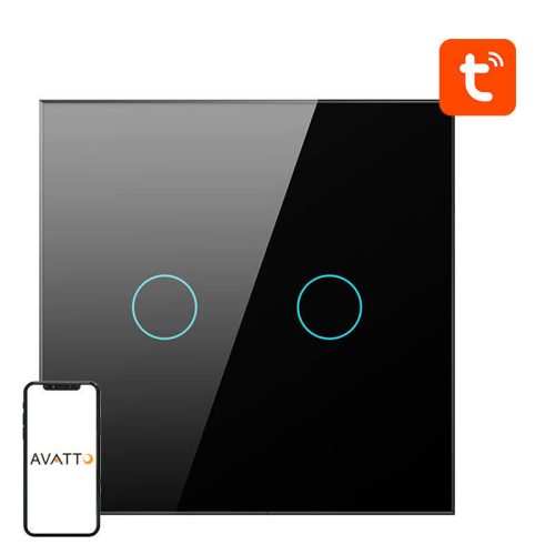 Smart Light Switch ZigBee Avatto ZTS02-EU-B2 2 Way TUYA (black)