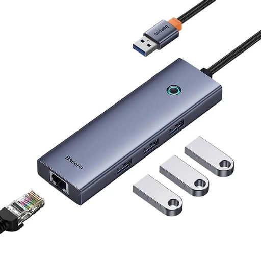 Baseus UltraJoy 4 az 1-ben Hub USB-A - USB 3.0 + RJ45 (űrszürke)
