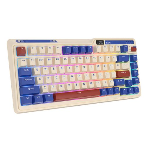 Royal Kludge KZZI K75 pro RGB vezeték nélküli mechanikus billentyűzet, Moment Switch (retro-kék) (QWERTY)