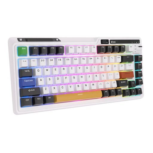 Royal Kludge KZZI K75 pro RGB vezeték nélküli mechanikus billentyűzet, Eternity Switch (fekete és fehér) (QWERTY)