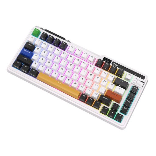 Royal Kludge KZZI K75 pro RGB vezeték nélküli mechanikus billentyűzet, Eternity Switch (fekete és fehér) (QWERTY)