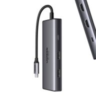   UGREEN CM498 6 az 1-ben adapter USB-C - 2x USB-A 3.0, USB-C 3.0, 2xHDMI, PD