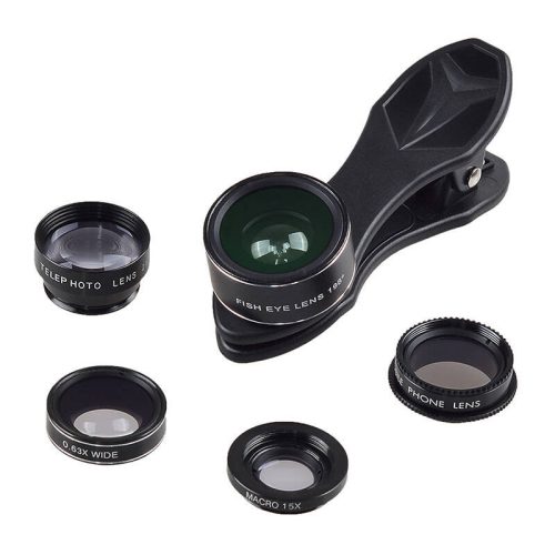 Mobile lens kit APEXEL APL-DG5H 5 in 1 universal (black)