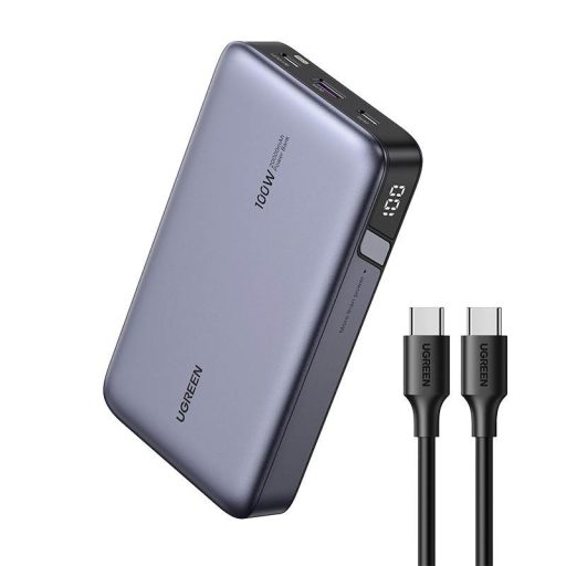 UGREEN PB720 powerbank 20000mAh, USB + 2x USB-C, 100W PD (szürke)