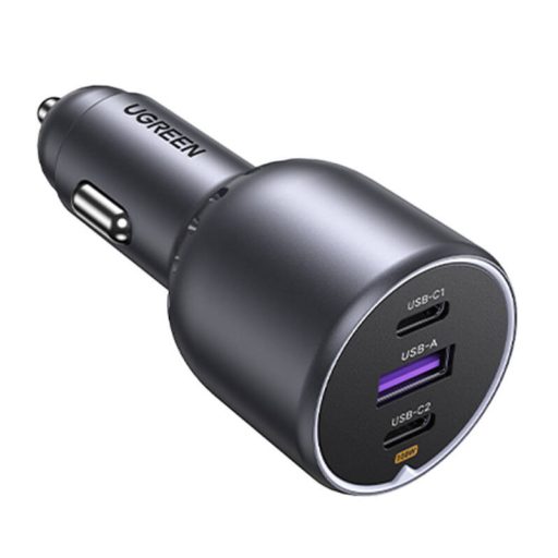 UGREEN EC705 2x USB-C + USB autós töltő, 130W (fekete)