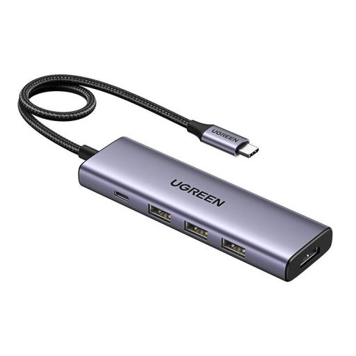 UGREEN CM511 hub/adapter, 3x USB, USB-C, HDMI 4K 30Hz, PD 100W (szürke)