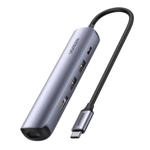 Hub / Adapter Ugreen Revodok CM418 USB-C to 2x USB, HDMI 4K 30 Hz, RJ45 1Gbps, PD 100W (gray)