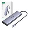 USB-C Hub Ugreen CM498, 3x USB 3.0, HDMI 4k 30Hz, VGA, RJ45, SD/TF, PD 100W (gray)