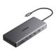 USB-C Hub Ugreen CM681 4x USB, 2x HDMI, DisplayPort, RJ45, SD/TF, AUX, PD 100W (gray)