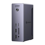   UGREEN U710 dokkolóállomás, 2x Thunderbolt 4, DisplayPort 8K 30Hz, 4x USB, USB-C, RJ45, SD/TF, AUX, PD 90W (szürke)