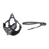 Dogness cat leash 1,5m+harness walking set (black and white)