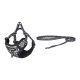 Dogness cat leash 1,5m+harness walking set (black and white)