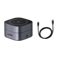  UGREEN W256 2 az 1-ben Qi induktív iPhone/AirPods töltő, 20W + USB-C-USB-C kábel, 1m (fekete)
