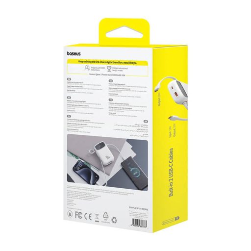 Baseus QPow 2 powerbank, 10000mAh, 30W, 2xUSB-C (fehér)