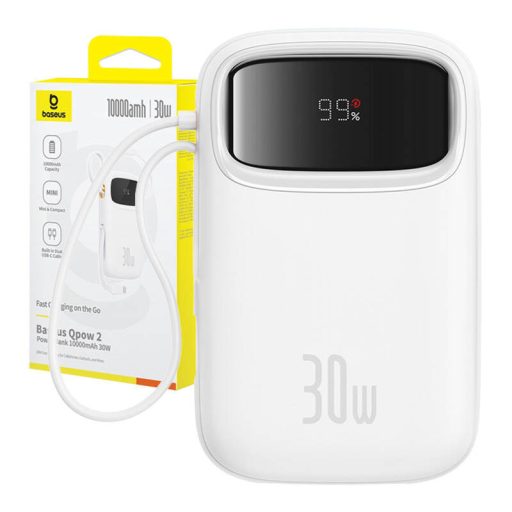 Baseus QPow 2 powerbank, 10000mAh, 30W, 2xUSB-C (fehér)