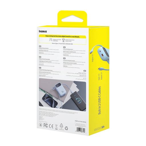 Baseus QPow 2 powerbank, 10000mAh, 30W, 2xUSB-C (kék)