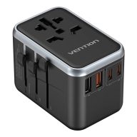   Vention FJFB0 GaN 2xUSB-C 2xUSB-A univerzális utazási adapter 65W (fekete)