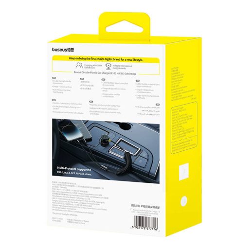 60W Baseus USB-C autós töltő + Lightning kábel (fekete)