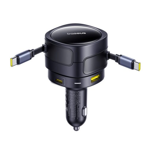 Baseus Enjoyment Max autós töltő USB-C+USB-C kábelekkel és USB-A+USB-C portokkal 90W Fekete