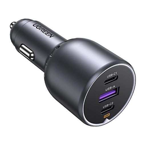 UGREEN EC705 autós töltő, USB + 2x USB-C, 130W + 1m 5A kábel