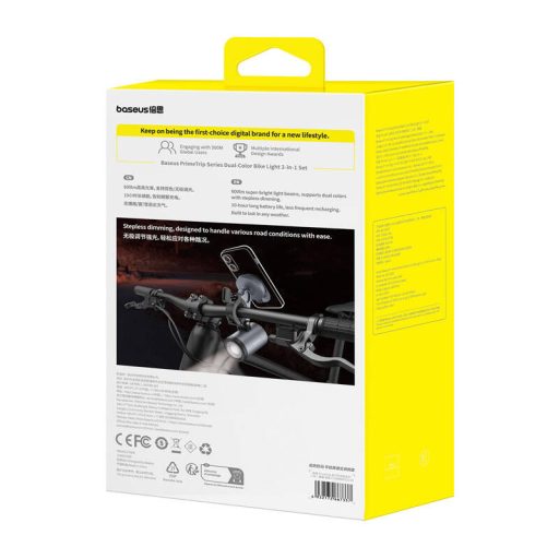 Baseus PrimeTrip 2 az 1-ben kerékpártartó, telefontartó + zseblámpa (fekete)