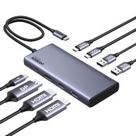   Hub USB-C Ugreen CM639, 2x HDMI, DP, 2x USB, 2x USB-C 3.2 10Gbps, PD, 4K 60Hz