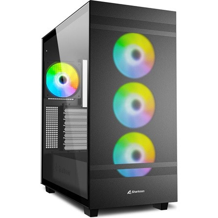 Sharkoon Rebel C50 RGB táp nélküli ablakos Mid Tower számítógépház fekete