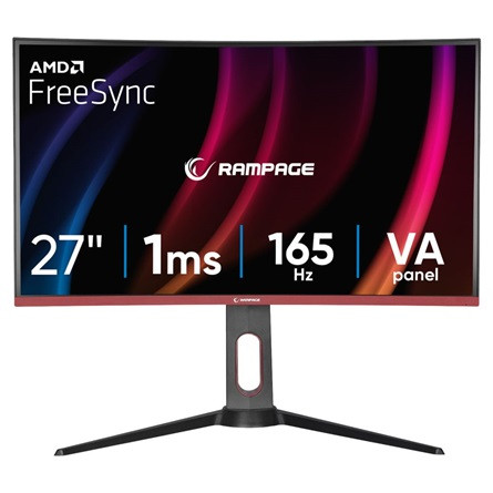 Rampage VOYAGER 27" ívelt VA LED gaming monitor fekete-piros 165Hz FreeSync