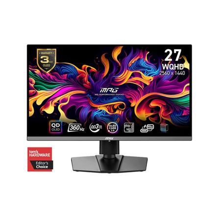 MSI MPG 271QRX QD-OLED 26.5" Quantum Dot OLED gaming monitor fekete 360Hz FreeSync Premium Pro (USB-C: 90W)