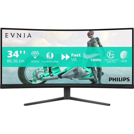 Philips Evnia 3000 34M2C3500L 34" ívelt VA LED gaming monitor fekete 180Hz