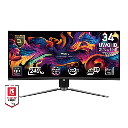 MSI MPG 341CQPX QD-OLED 34.18" ívelt Quantum Dot OLED gaming monitor fekete 240Hz FreeSync Premium Pro