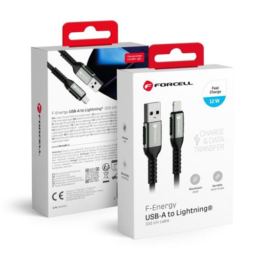 Forcell C257 F-ENERGY USB-A - Lightning kábel 12W 2.4A 2m - fekete