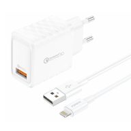   Foneng EU54 USB-A, 3A hálózati töltő + USB-A-Lightning kábel (fehér)