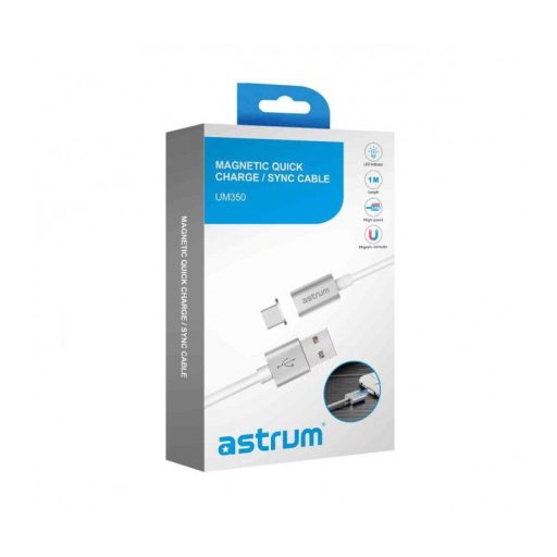 Astrum UM350 1M 2in1 mágneses USB - micro USB &  Lightning (8Pin) adatkábel szürke A35535-Q