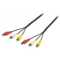   Valueline VLVP24300B50 RCA AV kábel 1,5m (3x RCA apa - 3x RCA apa) fekete