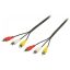 Valueline VLVP24300B50 RCA AV kábel 1,5m (3x RCA apa - 3x RCA apa) fekete