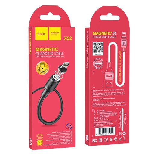 Hoco Magnetic Cable X52 Sereno Lightning 2.4A 1M fekete